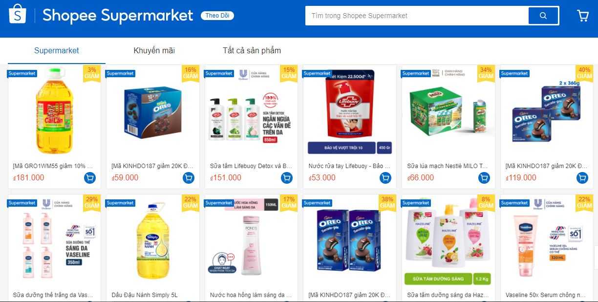 Người tiêu dùng cũng có thể mua sắm các mặt hàng đồ gia dụng thiết yếu với đầy đủ các ngành hàng tại Shopee Supermarket.