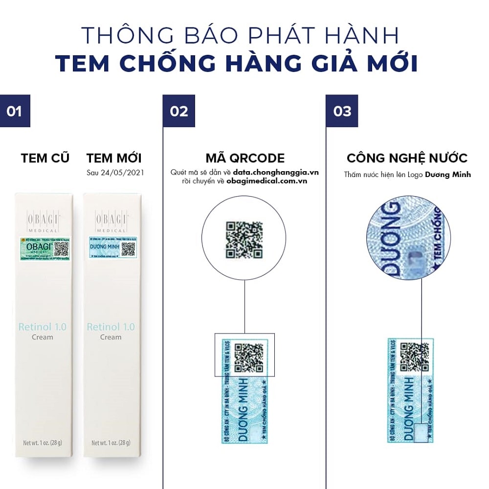 Phân biệt sản phẩm Retinol Obagi thông qua tem chống hàng giả cũng là một cách hiệu quả