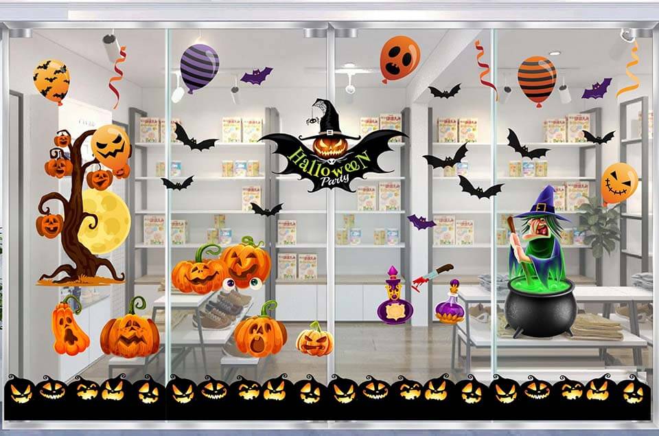 Trang trí cánh cửa Halloween bằng giấy với giấy cực đơn giản, an toàn, tiết kiệm. 