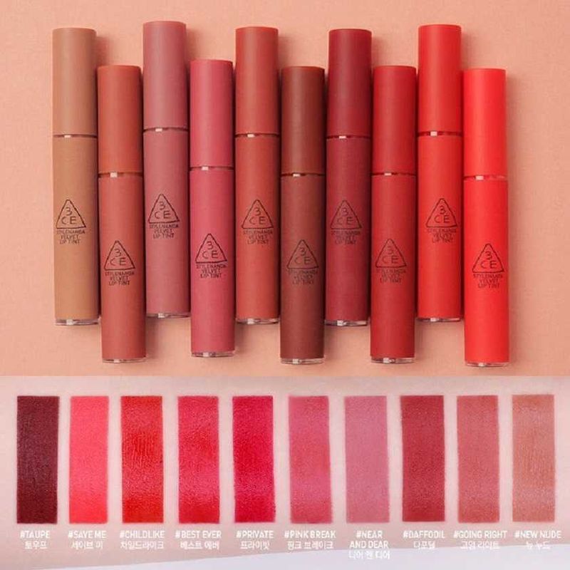 Bảng màu 3CE Velvet Lip Tint