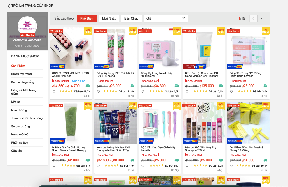 Shop mỹ phẩm uy tín trên Shopee được đánh giá cao 10