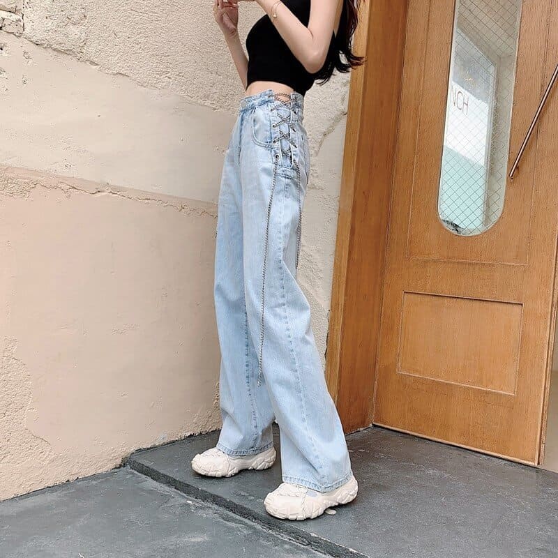 Quần Jeans Nữ Dây Xích