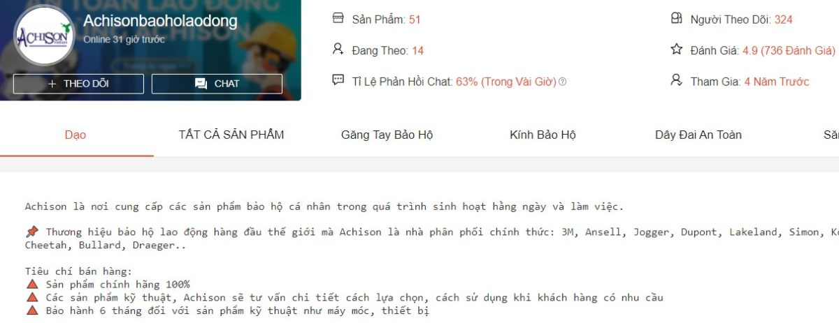 ACHISON - shop bán đồ bảo hộ lao động chất lượng 