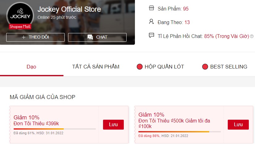 Shop bán đồ lót nam trên Shopee