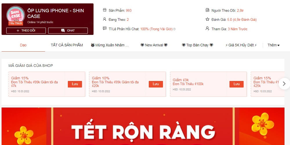 SHIN CASE shop bán ốp lưng điện thoại trên Shopee 