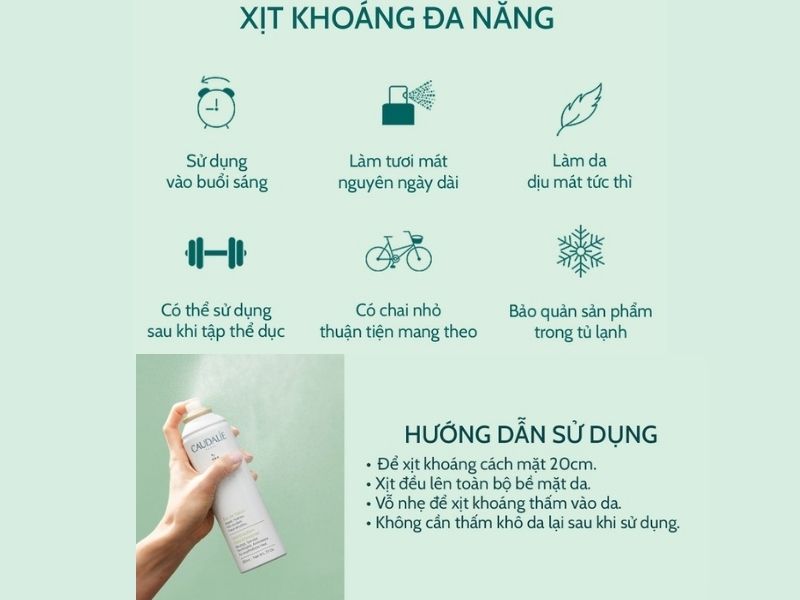 Cách sử dụng xịt khoáng Caudalie hiệu quả - xịt khoáng Caudalie 300ml