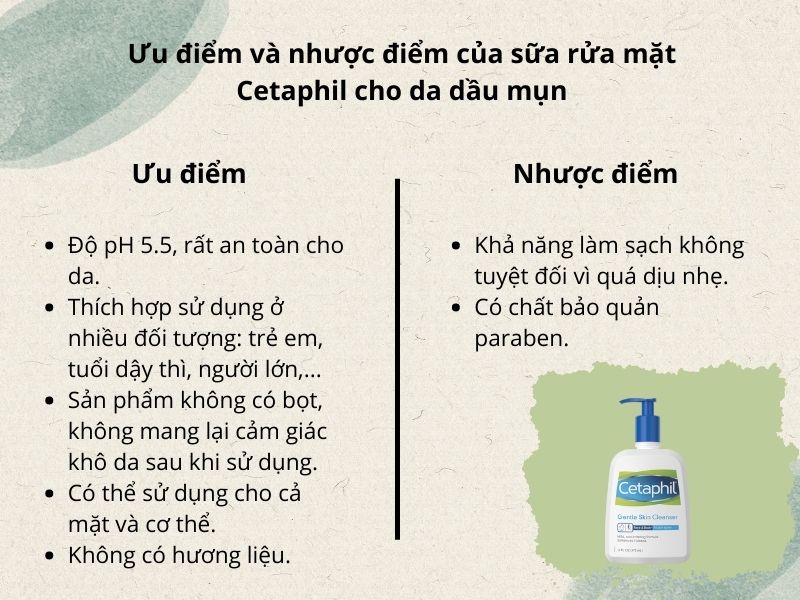 Ưu và nhược điểm của sữa rửa mặt Cetaphil