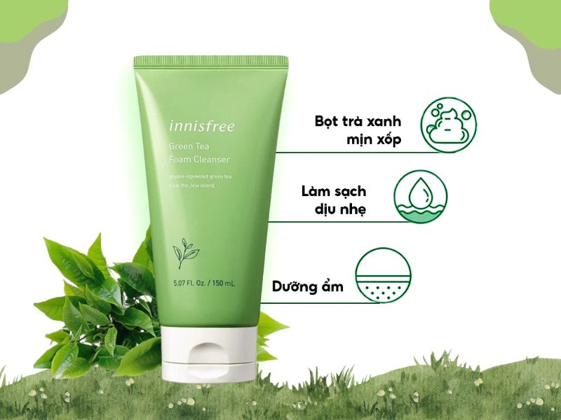 Công dụng của sữa rửa mặt Innisfree trà xanh - Sữa rửa mặt Innisfree trà xanh có trị mụn không? 