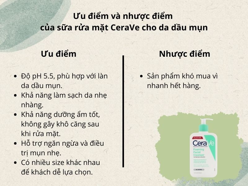 Ưu và nhược điểm của sữa rửa mặt Cerave cho da dầu