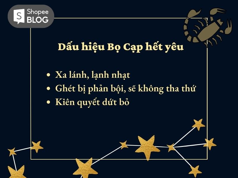 Dấu hiệu khi Bọ Cạp hết yêu 