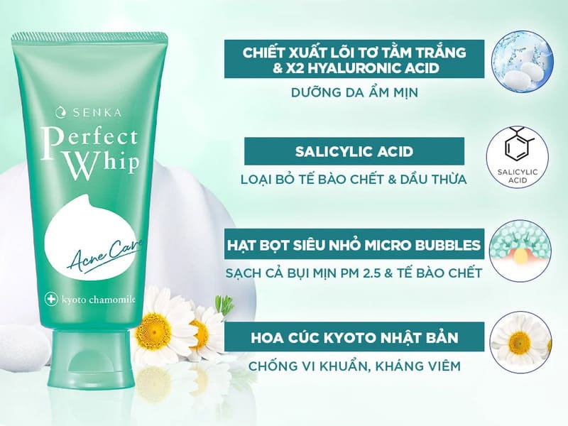 Sữa rửa mặt trị mụn Senka Perfect Whip Acne Care