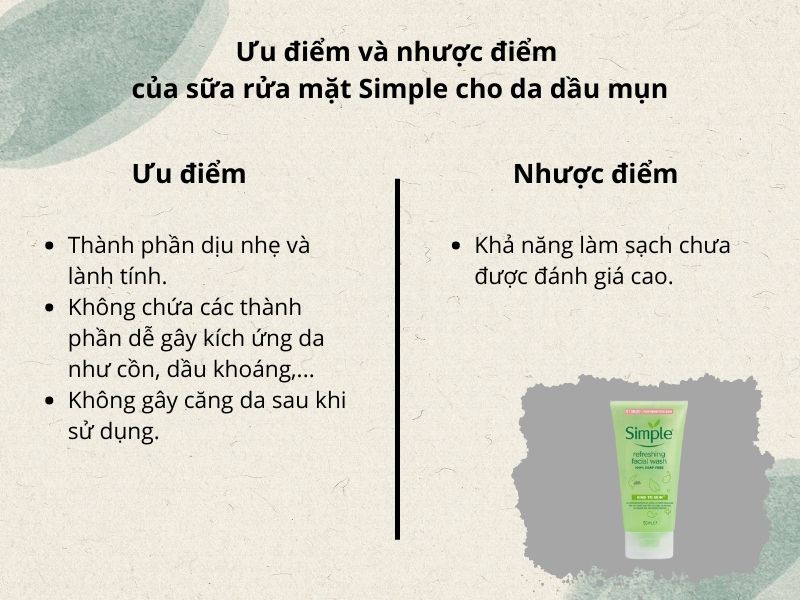 Ưu và nhược điểm của sữa rửa mặt Simple