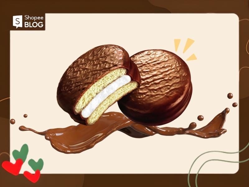 Chocopie truyền thống là hương vị cân bằng giữa bánh socola và marshmallow (Nguồn: Shopee Blog)