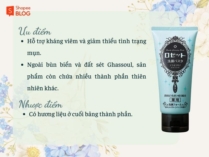 Ưu điểm & nhược điểm của Rosette Acne Clear Cleansing Paste