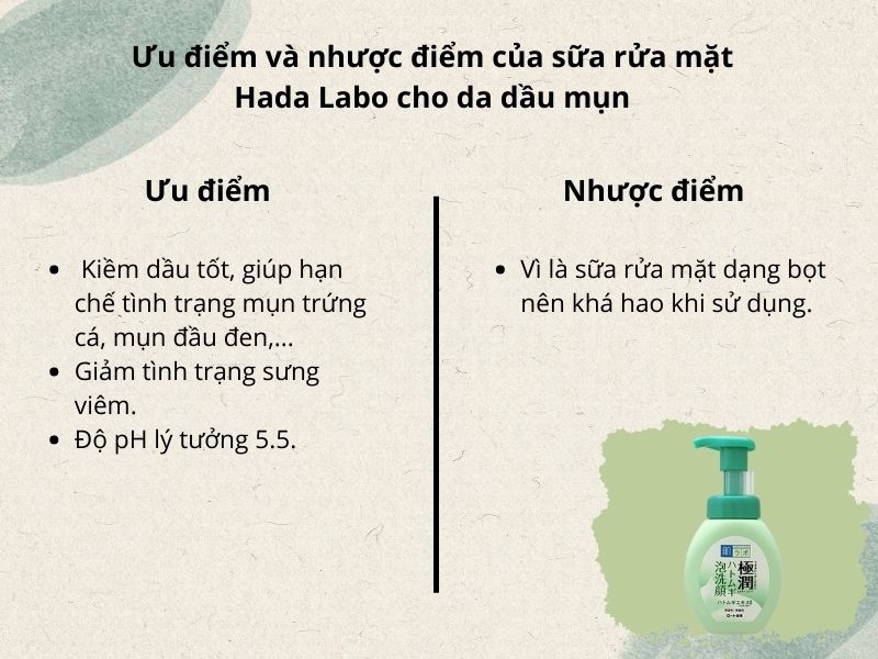 Ưu và nhược điểm của sữa rửa mặt Hada Labo