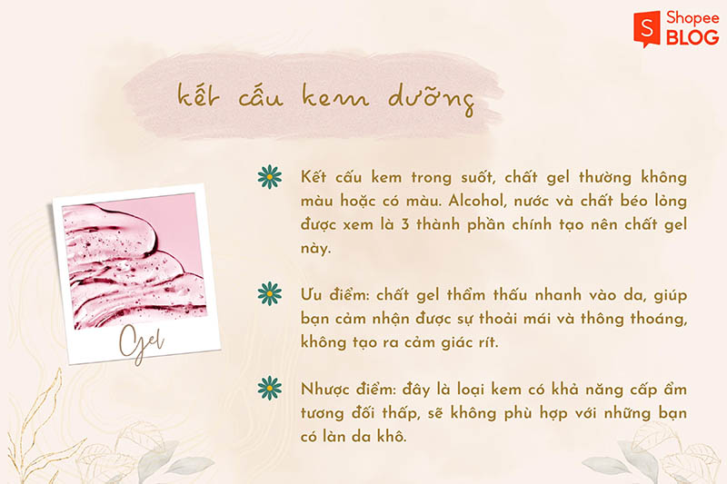 Kem dưỡng dạng gel (Nguồn: Shopee Blog)