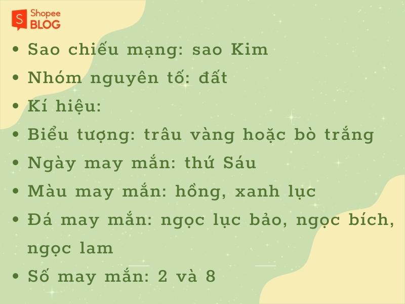 Cung Kim Ngưu hợp màu gì? Kí hiệu cung Kim Ngưu (Nguồn: Shopee Blog)