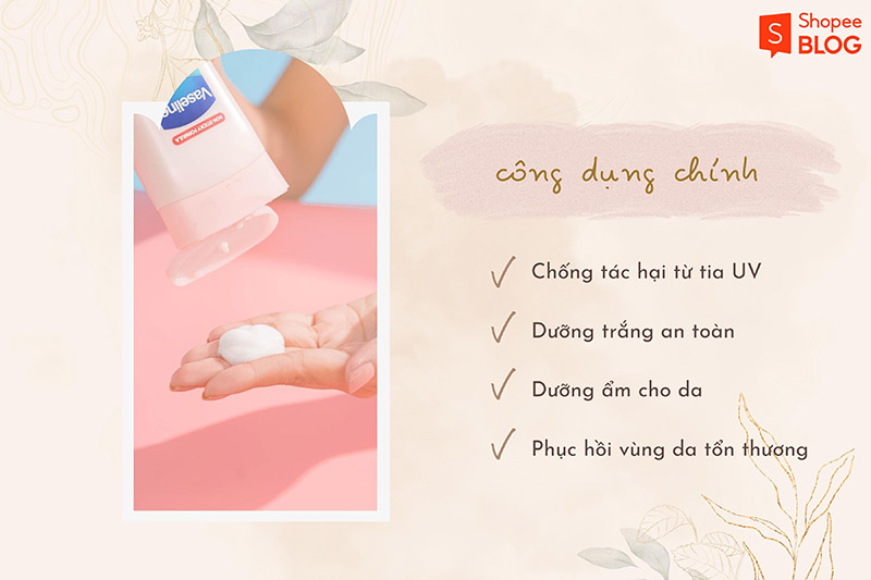 Sữa dưỡng thể Vaseline có khả năng chống nắng với chỉ số SPF 24 (Nguồn: Shopee Blog)