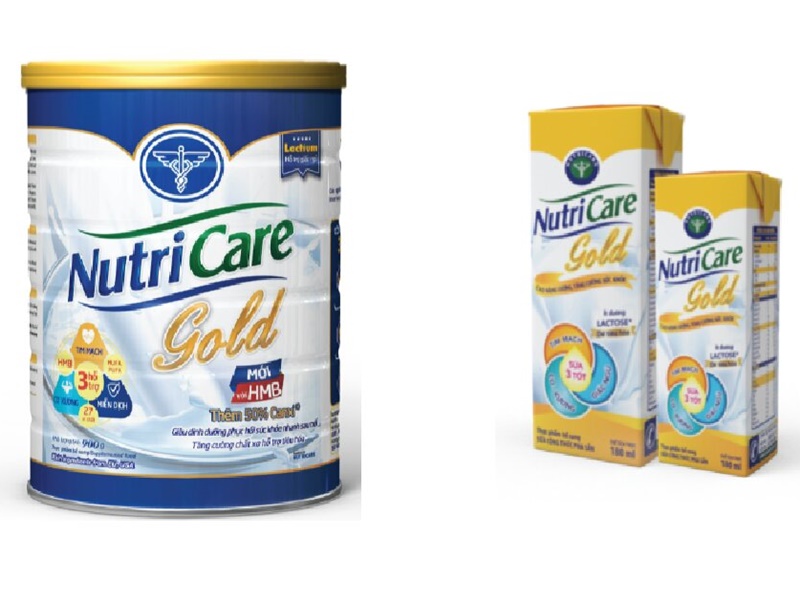 Sữa NutriCare Gold có dạng bột và pha sẵn phù hợp với nhu cầu của người dùng