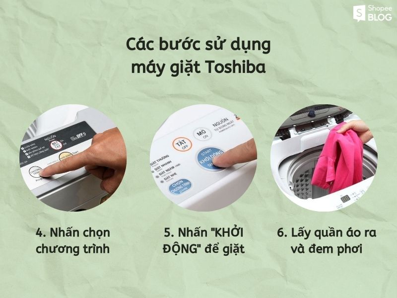 3 bước sử dụng máy giặt Toshiba