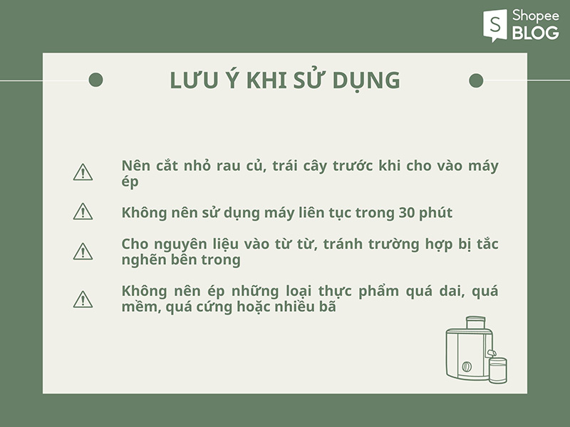 lưu ý khi dùng máy ép chậm Savtm