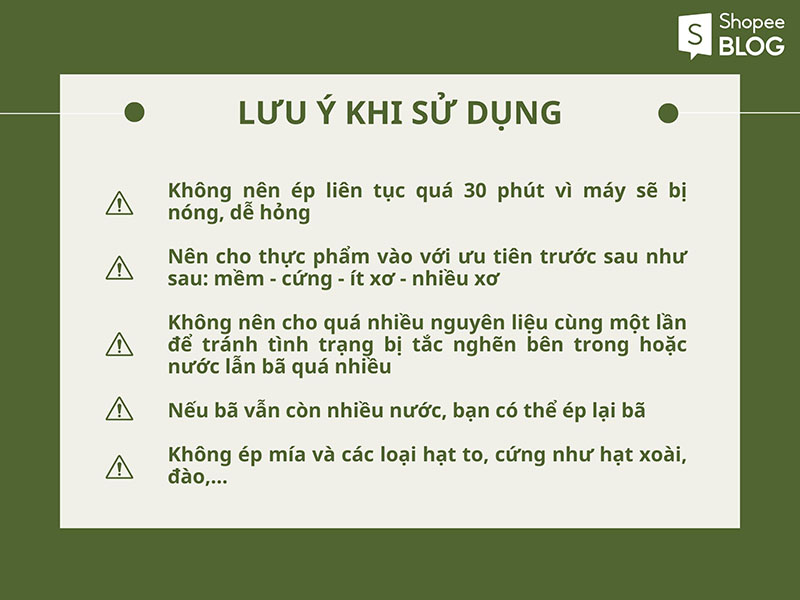 lưu ý khi dùng máy ép Hurom 