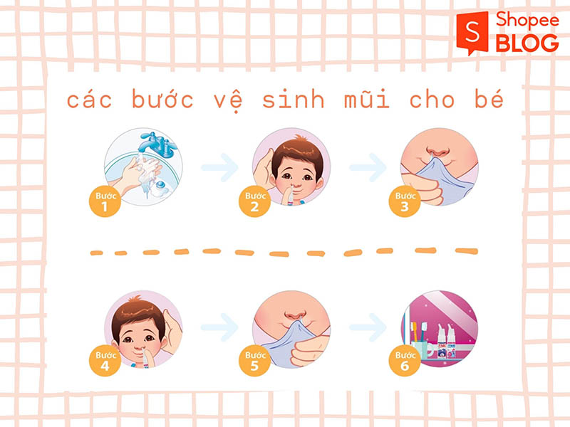 Các bước vệ sinh mũi cho bé 