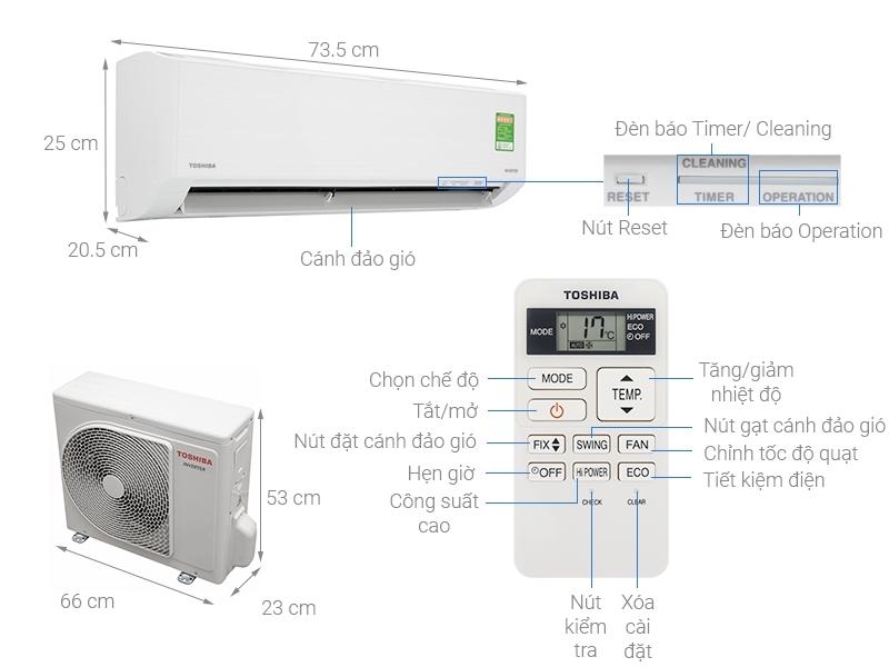 Thông số kỹ thuật máy lạnh Toshiba
