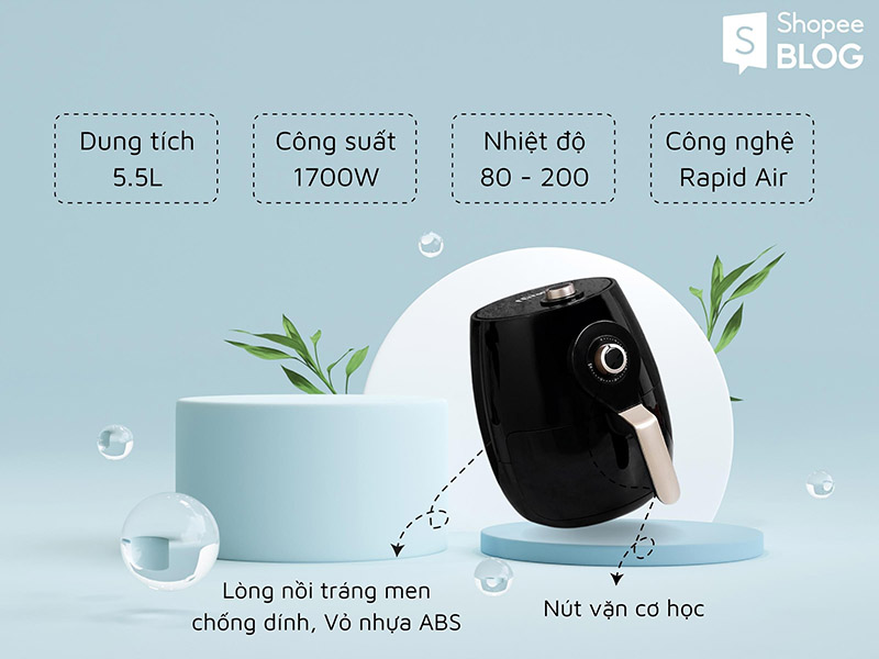 Nồi chiên của Ferroli có dung tích tương đối lớn với mức giá rẻ 