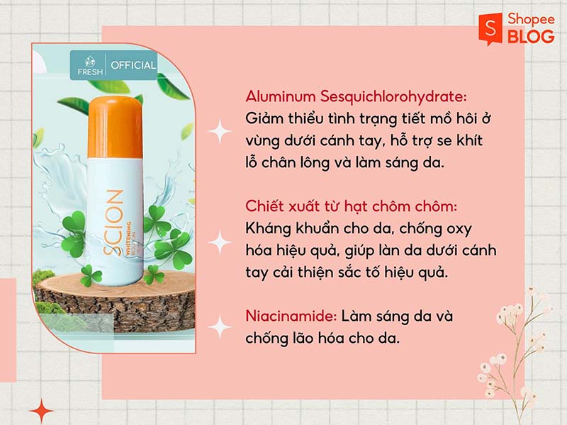 Thành phần chính của lăn khử mùi Scion