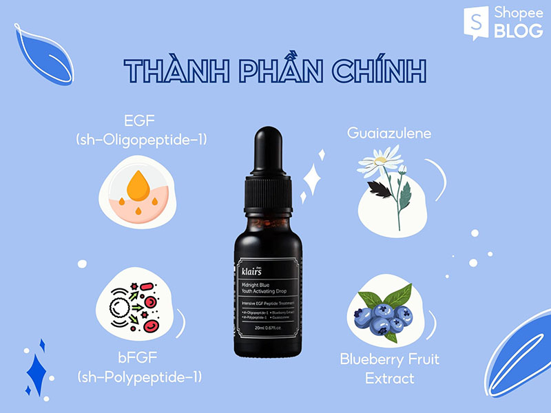 Thành phần chính tạo nên serum phục hồi da Klairs Midnight 