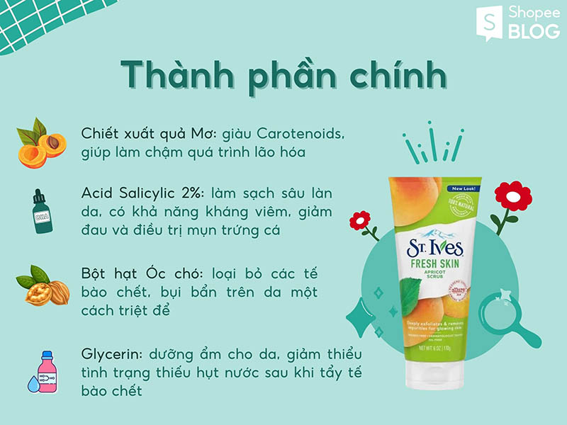 Thành phần chính tạo nên kem tẩy tế bào chết St.Ives