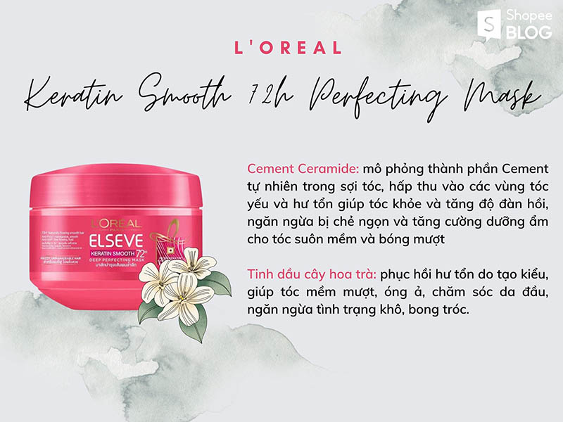 Bảng thành phần chính và công dụng của sản phẩm dưỡng tóc mềm mượt L’Oreal 