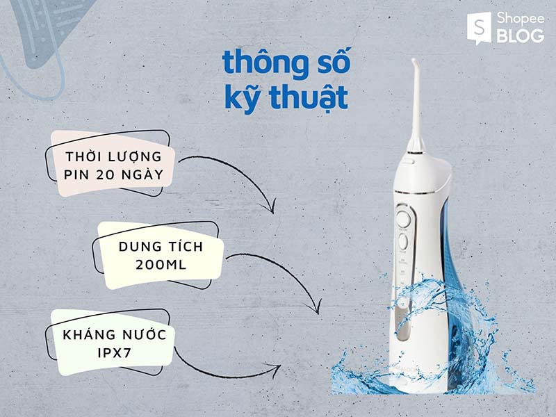 Thông số kỹ thuật của máy tăm nước Lock&Lock 