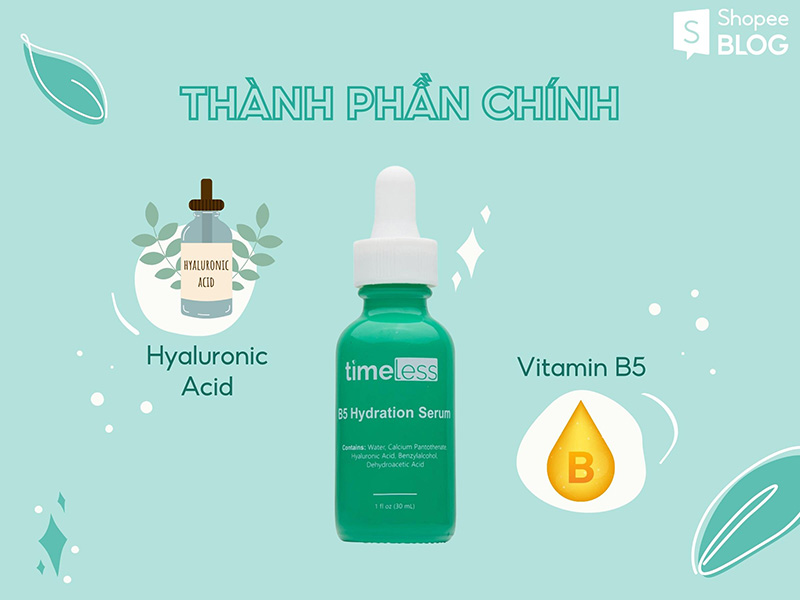 Bảng thành phần đơn giản, hiệu quả của serum phục hồi da B5 Timeless 