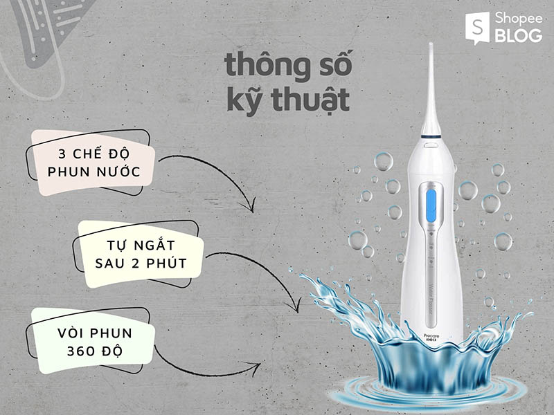 Thông số kỹ thuật của máy tăm nước Procare 