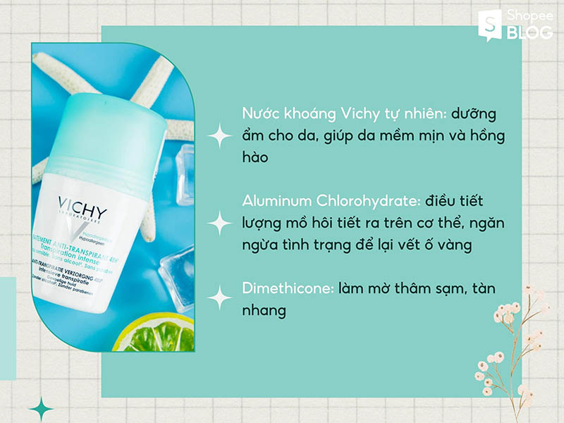 Thành phần chính của lăn khử mùi Vichy 