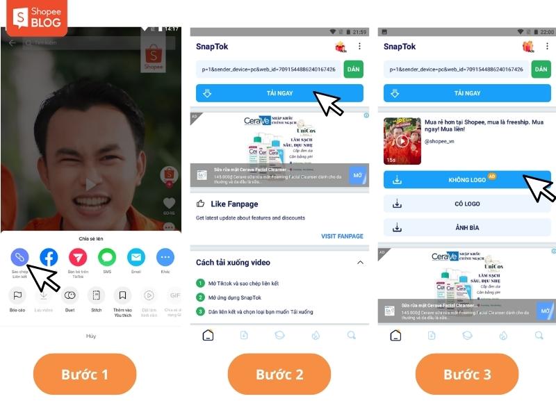 Các bước tải video của TikTok không bị dính logo với ứng dụng SnapTok