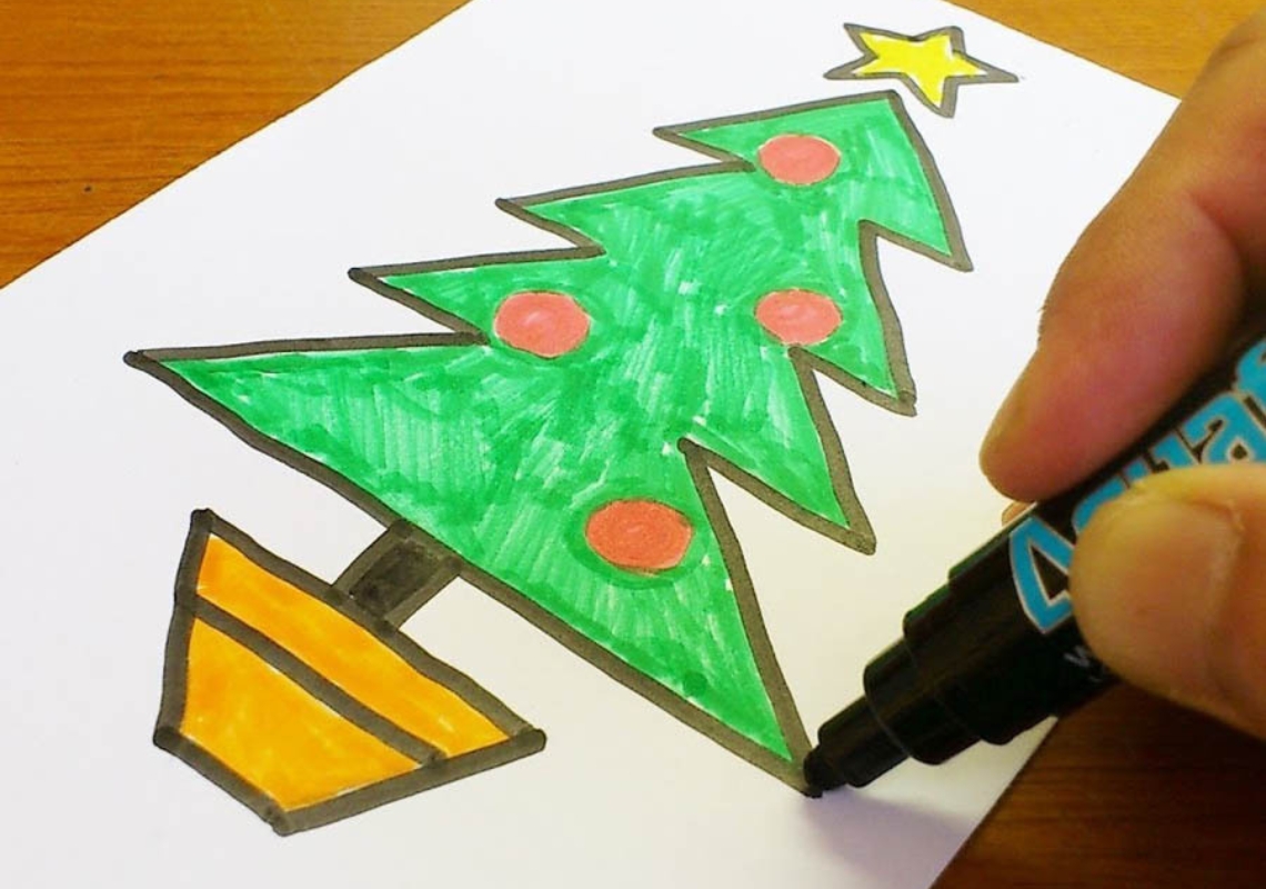 3 Cách vẽ cây thông Noel đơn giản đẹp nhất vẽ tranh giáng sinh