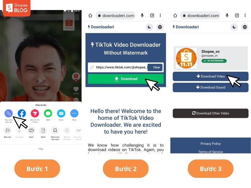 Download video TikTok không có logo bằng Downloaderi