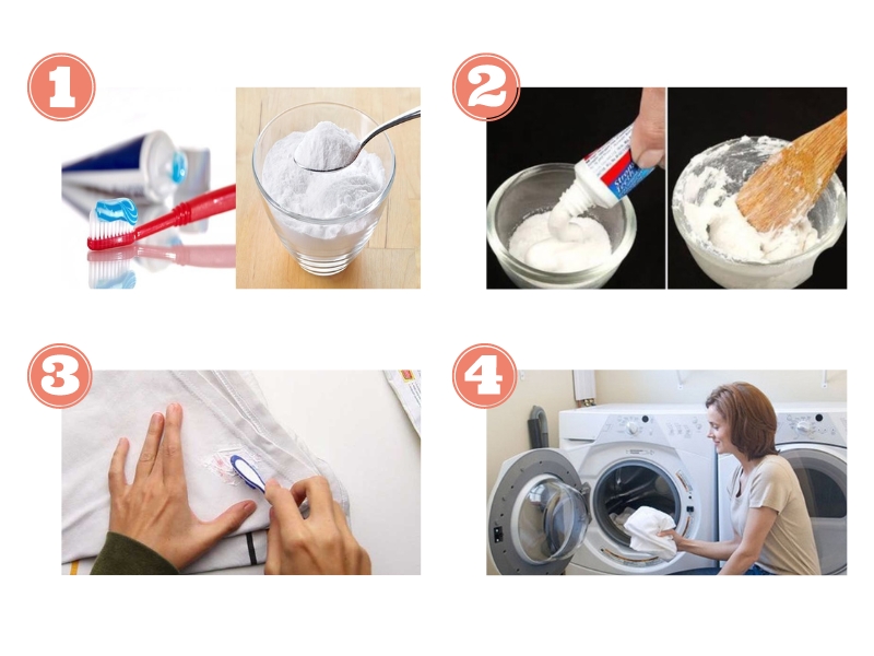 Cách tẩy vết mực trên áo trắng bằng kem đánh răng và bột giặt (Nguồn: Shopee Blog)