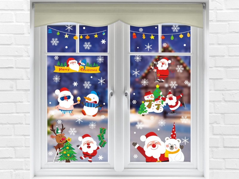 Trang trí Giáng sinh cửa kính bằng hình dán decal 
