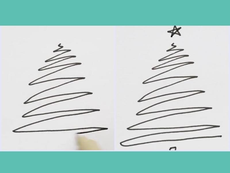 Cách vẽ cây thông Noel đơn giản bé có thể làm được