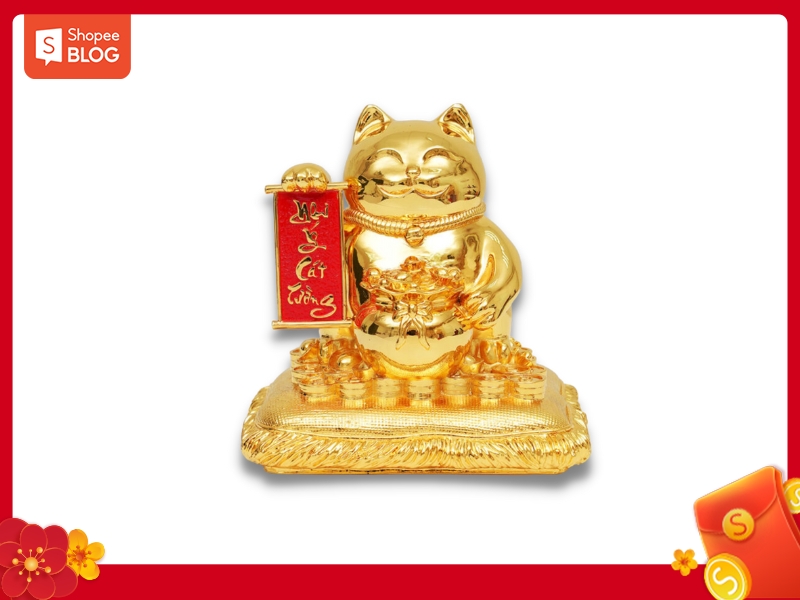 Tặng tượng linh vật dát vàng cho khách thể thể hiện thông điệp cho một năm may mắn, thịnh vượng. (Nguồn: Shopee Blog)