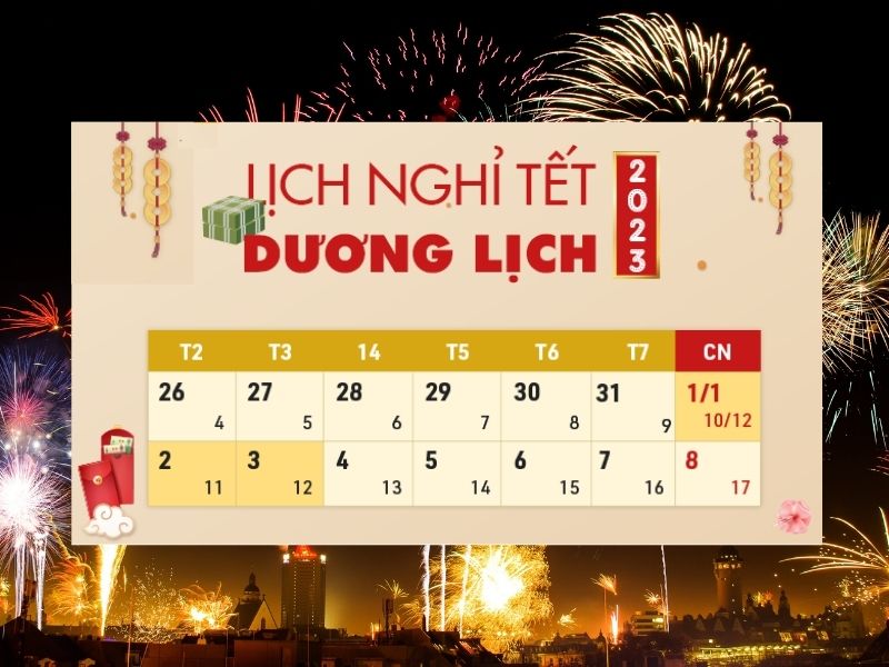 Lịch nghỉ Tết Dương lịch 2023 (Nguồn: luatvietnam.vn)
