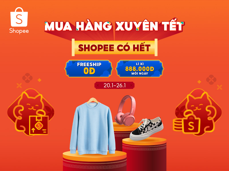 Freeship 0Đ, Lì xì 888.000Đ mỗi ngày