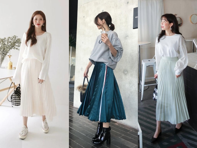 Gợi ý 12+ cách phối đồ với chân váy xếp ly dài mùa đông chuẩn Fashionista 56