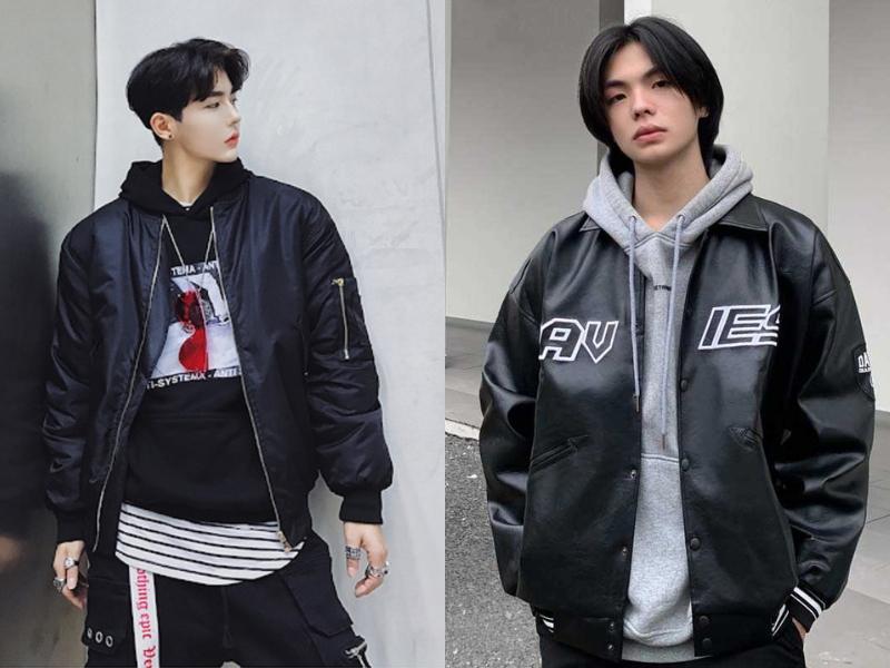 Sự kết hợp giữa áo bomber cá tính cùng với áo hoodie năng động. (Nguồn: Shopee Blog)