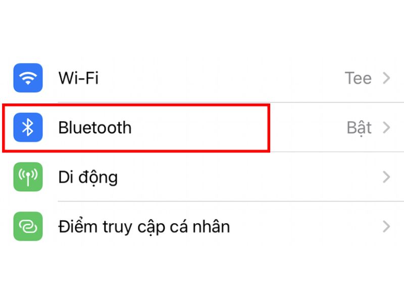 Chọn Bluetooth trong cài đặt (Nguồn: cellphones.com.vn)