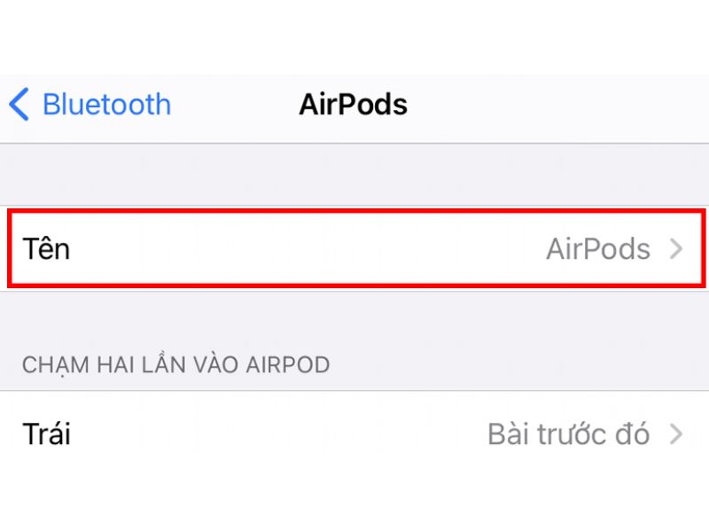 Nhấn vào tên của AirPods (Nguồn: cellphones.com.vn)